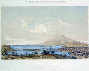 História das colônias francesas: visão geral de Pointe a Pitre (Pointe-a-Pitre) em Guadalupe (Antilhas) antes do terremoto de 8/02/1843 de French School