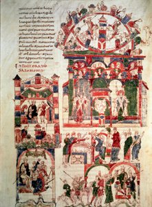 História da vida do Rei Salomão Página da Bíblia de Noéilles (ou Bíblia de Sant Pere de Roda ou de Saint Pierre de Rodas) Paris do século X ou XI, B.N. de French School
