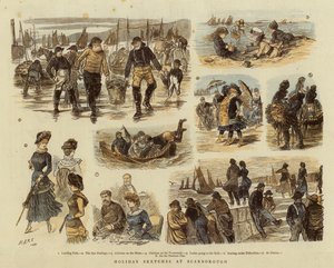 Esboços de férias em Scarborough (litografia a cores) de French School