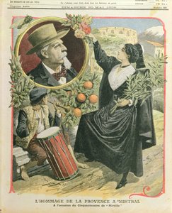 Homenagem a Frederic Mistral (1830-1914) no cinquentenário da publicação de Mireille, ilustração do Le Petit Journal, 30 de maio de 1909 de French School