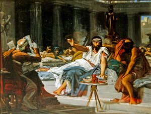 Homer entretendo o Tribunal (óleo sobre tela) de French School
