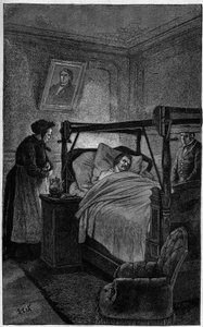 Honore de Balzac (1799-1850), um escritor francês, no seu leito de morte em 1850. de French School
