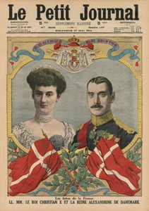 Exércitos da França, Rei Christian X e Rainha Alexandrina da Dinamarca, ilustração da capa do &39;Le Petit Journal&39;, suplemento ilustre, 17 de maio de 1914 de French School