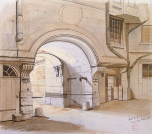 Hotel Saint-Aignan, Rue du Temple, Paris (lápis e wc no papel) de French School