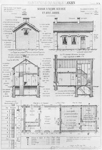 Casas para os trabalhadores em Anzin, placa 9 das casas dos trabalhadores em todos os países, situação em 1878, Futuro por Emile Muller e Emile Cacheux, Paris, publicado em 1879 de French School