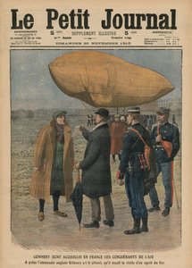 Como os conquistadores do ar são bem-vindos na França, Ernest Willows, ilustração de &39;Le Petit Journal&39;, suplemento ilustrativo, 20 de novembro de 1910
