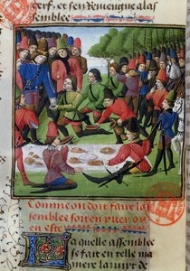 Almoço de caça, do livro de caça de Gaston Phebus de Foix (1331-91) de French School