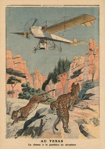 Panteras de caça de um avião no Texas, ilustração de &39;Le Petit Journal&39;, suplemento illustre, 17 de dezembro de 1911