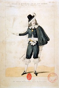 Hurteaux no papel de Lord Enrico Ashton, na ópera Lucie de Lammermoor, de Gaetano Donizetti (1797-1848) (gravura a cores) de French School