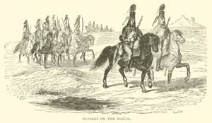 Hussardos em marcha (gravura) de French School
