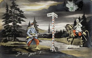 Eu estou pronto, cartão postal Primeira Guerra Mundial, 1914 de French School
