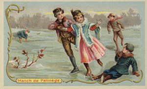 Patinagem no gelo (chromolitho) de French School