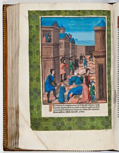 Idumaeanos revoltam-se contra Roma, massacrando os chefes dos sacerdotes Ananus e Jesus, 68 d.C. (impressão colorida à mão) de French School