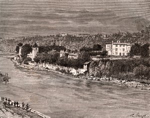 Ile Barbe no meio do Saone, no 9º arrondissement de Lyon - gravura em "La France illustree: geography, history, statistical administration" de V.-A. Malt-Brown. 1884 de French School