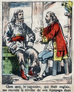 Ilustração para o Livro de Daniel Defoe (De foe) "Robinson Crusoe". Imagens epinais do final do século XIX. de French School
