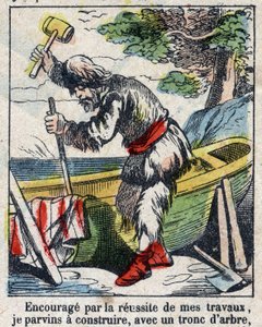 Ilustração para o Livro de Daniel Defoe (De foe) "Robinson Crusoe". Imagens epinais do final do século XIX. de French School
