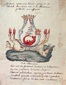 Ilustração da Chave da Grande Ciência sobre a Procissão Filosófica Desconhecida, ou Renovação Eterna das Coisas na Face da Putrefação (ink & wc on paper) de French School