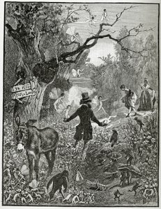Ilustração, de, teatro, em, liberté, 19º século, (bw, engraving) de French School