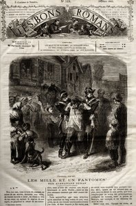 Ilustração do romance "The Thousand Un Fantomes" de Alexandre Dumas pere apareceu em "The Bons Romans" de 28/03/1865 de French School