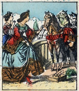 Ilustração do conto de Charles Perrault "Cinderela ou O Pequeno Chinelo de Vidro". Gravura em madeira de Imaging Pellerin - Epinal, sd. Final do século XIX. de French School