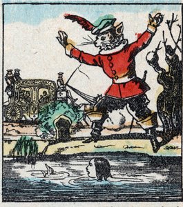 Ilustração do conto de Charles Perrault "The Cat Botte". Gravura em madeira de Imaging Pellerin - Epinal, sd. Final do século XIX. de French School