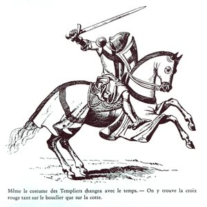 Ilustração de um cavaleiro templário (gravura) de French School