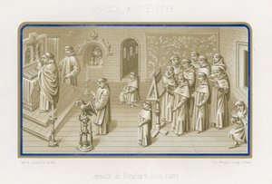 Imagem em grisaille de The Miracles of Our Lady de French School