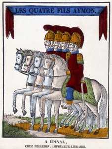Imagem de Epinal de 1825 representando "Os quatro filhos de Aymon", um poema épico anónimo do final do século XIII. de French School