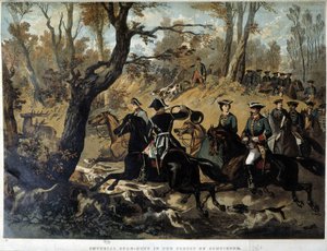 Imperatriz Eugenie e Napoleão III: Cena de caça em Compiegne de French School