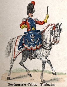Guarda Imperial Napoleão I: Elite Gendarmerie - Timbalier. Placa do livro Les Uniforms de l