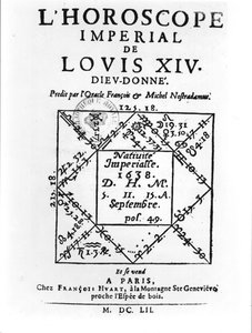 Horóscopo Imperial de Louis XIV (1638-1715) por Michel Nostradamus (1503-66) publicado por Francois Huart em Paris 1652 de French School