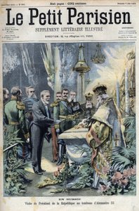 Na Rússia: visita do Presidente Emile Loubet (1838-1929) ao túmulo de Alexandre III (1845-1894), Imperador da Rússia, em "Le petit Parisien". de French School