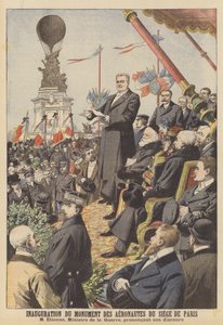 Inauguração do monumento aos aeronautas do Siege de Paris (cor litho) de French School