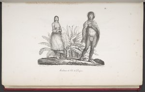 Habitantes da Ilha de Páscoa, de Uma Viagem Pitoresca ao Mundo, com Retratos de Selvagens da América, Ásia, África e Ilhas do Grande Oceano; paisagens, vistas para o mar e vários objetos de história natural; acompanhado por d de French School