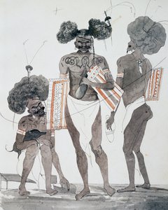 Habitantes de Port Dori, aguarela de Jules-Louis Lejeune, com base em Voyage around world de French School