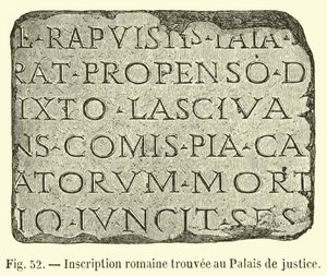 Inscrição romana encontrada no tribunal de French School