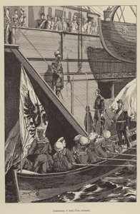 Inspeção a bordo de uma gravura de French School