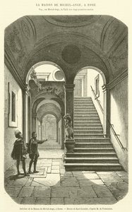 Interior da Casa de Miguel Ângelo, em Roma (gravura) de French School