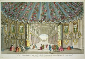 Interior de uma galeria que leva aos jardins Vauxhall de French School