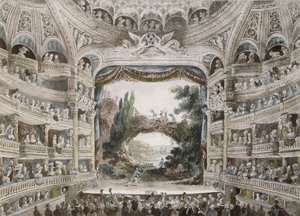 Interior do Comedie Francaise Theatre em 1791, depois de uma aguarela original de French School