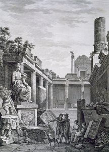Interior dos Banhos Romanos, Nimes, de Antiguidades da França: Vol. I, Monumentos de Nimes de French School