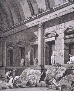 Interior do Templo de Diana, Nimes, de Antiguidades da França: Vol. I, Monumentos de Nimes