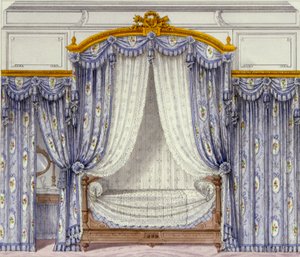 Interior, mostrando, mobília, de, um, francês, periódico, 1850s de French School