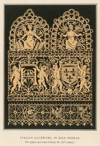 Lacework italiano, em fio de ouro de French School