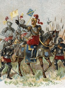 Guerras italianas: Luís XII (1462-1515), Rei de França, na Batalha de Agnadel (Milão), na Itália, em 14 de Maio de 1509. Cromolitografia. de French School