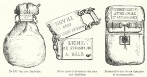 Artigos utilizados pelo serviço postal francês (gravura) de French School