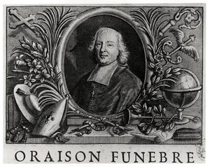 Jacques Benigne Bossuet (1627-1704), frontispício de Oraison Funebre por Bossuet de French School