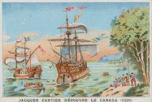 Jacques Cartier descobrindo o Canadá, 1535 de French School