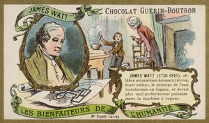 James Watt, engenheiro e inventor escocês (chromolitho) de French School