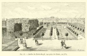 Jardin du Palais-Royal, retirado do palácio, em 1774 de French School